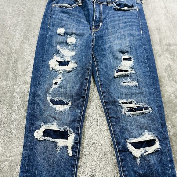 American Eagle Jegging Jeans‎ Womens Sz.4 Blue Stretch Mid-Rise Distressed - Picture 3 of 13